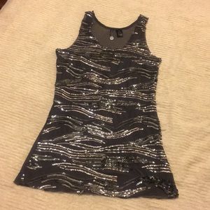 Sequined gray tank